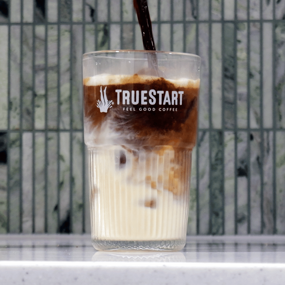 TrueStart Iced Coffee Glass